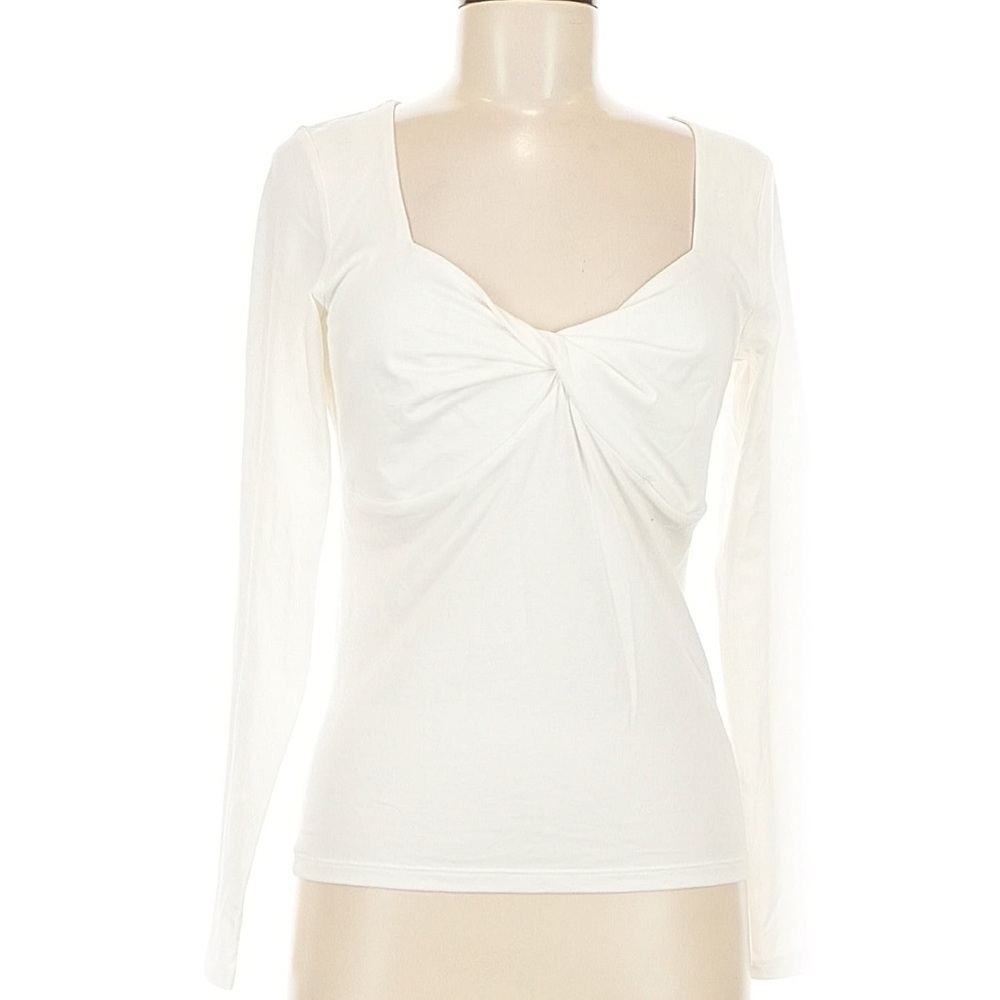 Old Navy ivory Long Sleeve Top twist detail sweetheart neckline Size M